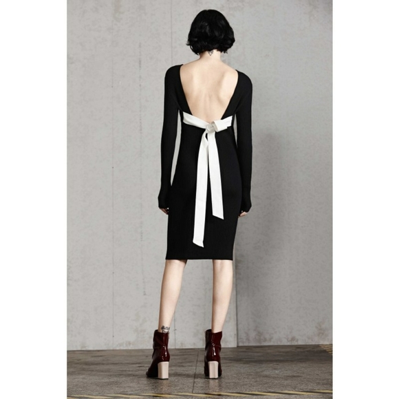 Mo. & Co. Dresses & Skirts - NWT MO & CO Black Knit Open Back Longsleeved Dress